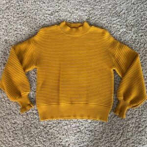 Skies Are Blue Mustard Mock Neck Sweater